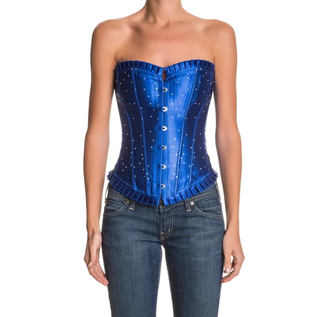 Blue Satin Rhinestonecorse Corset