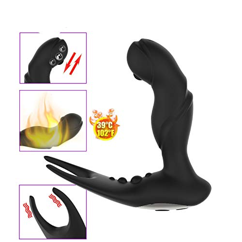 Prostate Anal Cordless Rechargeable Heating Vibrator & Cock Ring