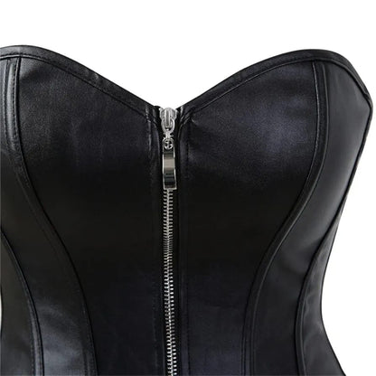 Provocative Pleather Bustier with Front Zip Detail