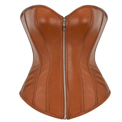 Provocative Pleather Bustier with Front Zip Detail