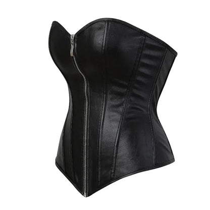 Provocative Pleather Bustier with Front Zip Detail