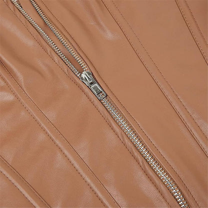 Provocative Pleather Bustier with Front Zip Detail