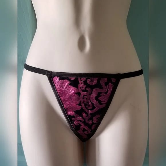 Magenta Floral Brocade Corset with Matching G String