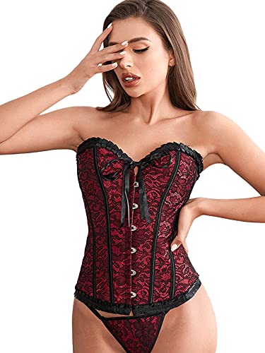 Vintage Red & Black Lace Corset