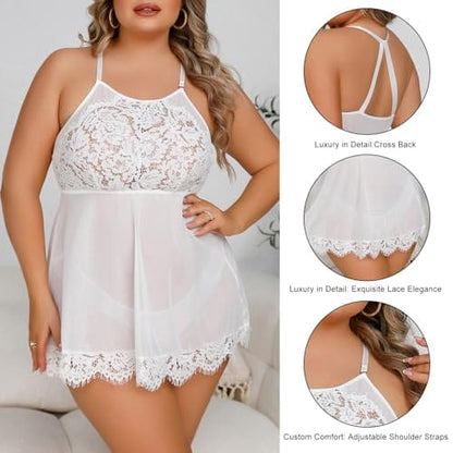 Wistful White Lace & Chiffon Chemise