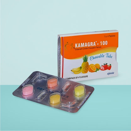Kamagra 100mg Male Enhancer Chewable Tablets – 4 Tablets per Pack