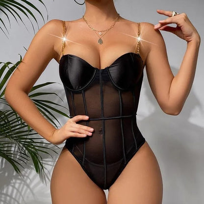 Super Sexy Padded Teddy with Bling Straps