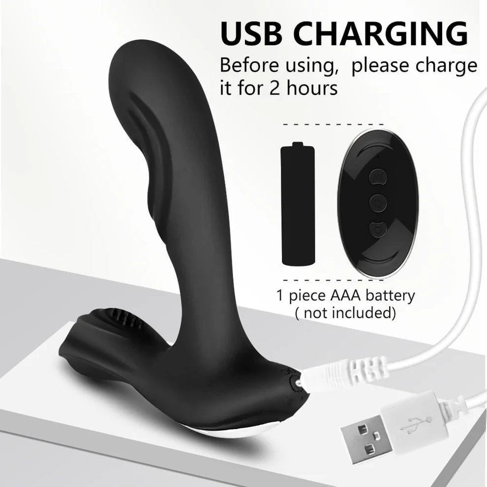 Black Dual Prostate Cordless Rechargeable Vibrator