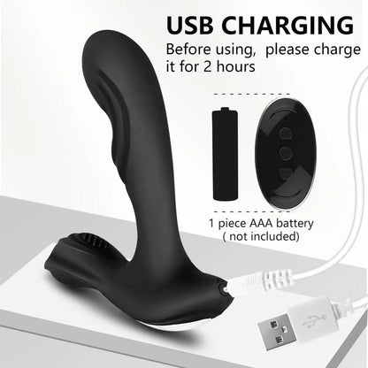 Black Dual Prostate Cordless Rechargeable Vibrator