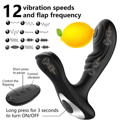 Black Dual Prostate Cordless Rechargeable Vibrator
