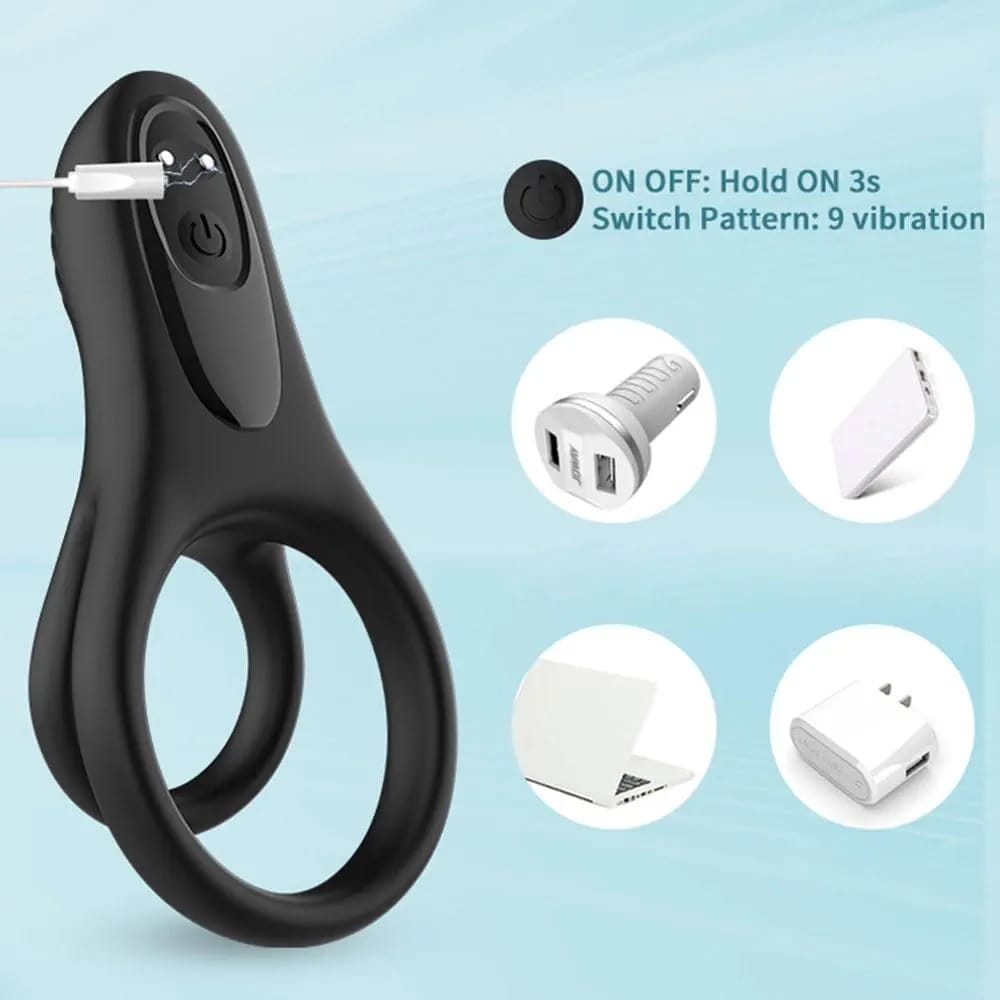 Rechargeable Wireless Double Cock Ring