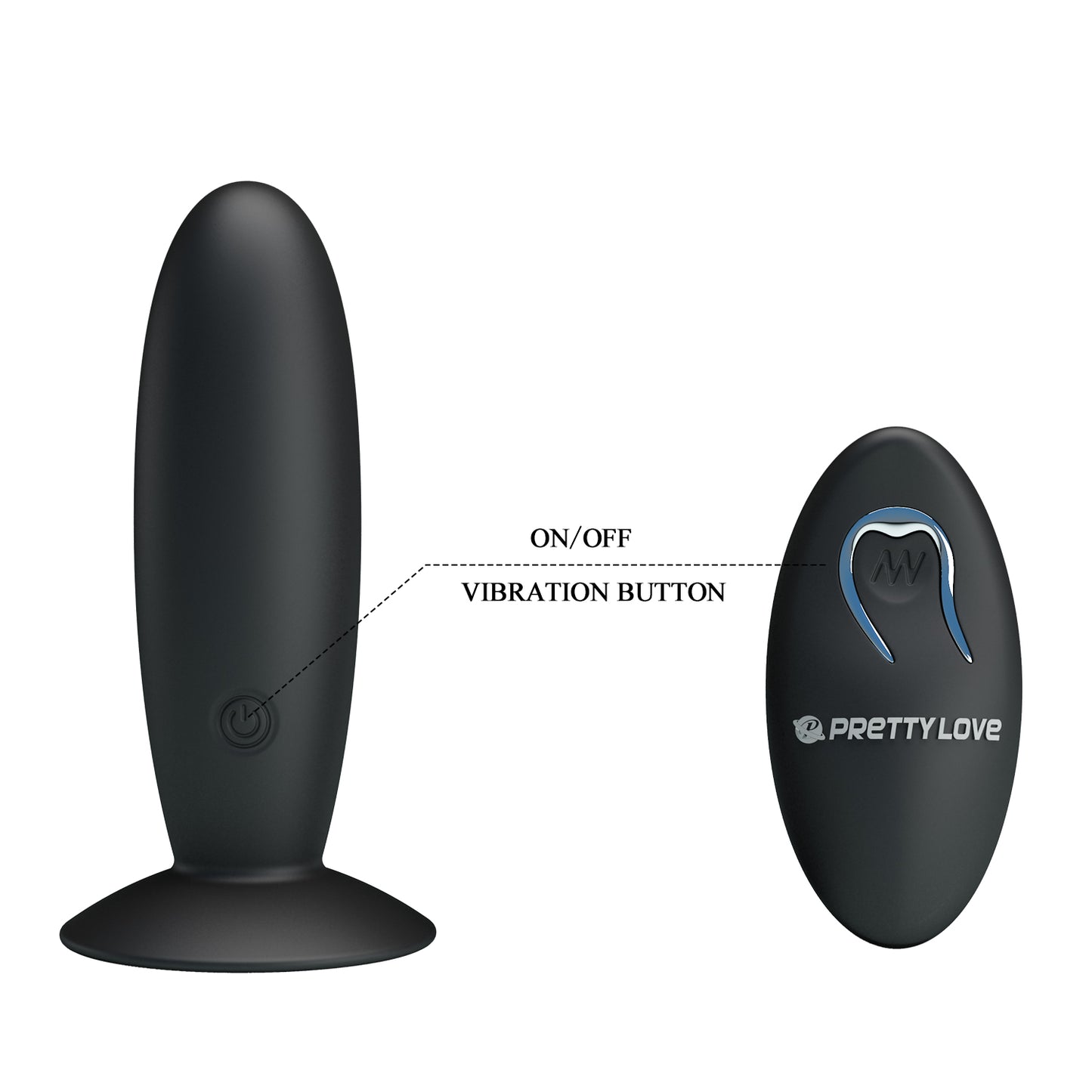 PRETTYLOVE® Remote Control Silicone Anal Vibrator USB Rechargeable Anal Plug with Suction Cup