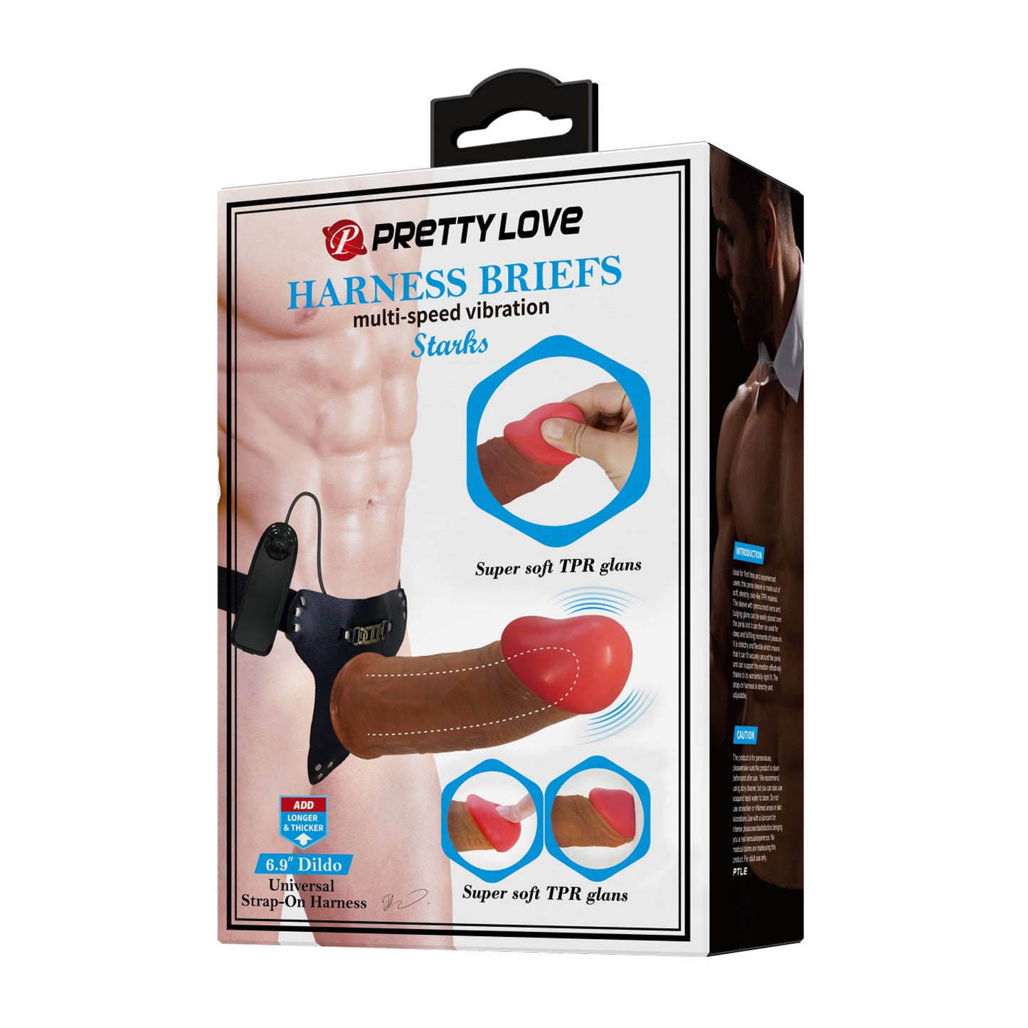 Pretty Love 6.9 Inch Starks Vibrating Strap-On with Harness – Ultimate Couples’ Play