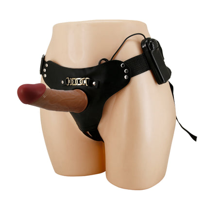 Pretty Love 6.9 Inch Starks Vibrating Strap-On with Harness – Ultimate Couples’ Play