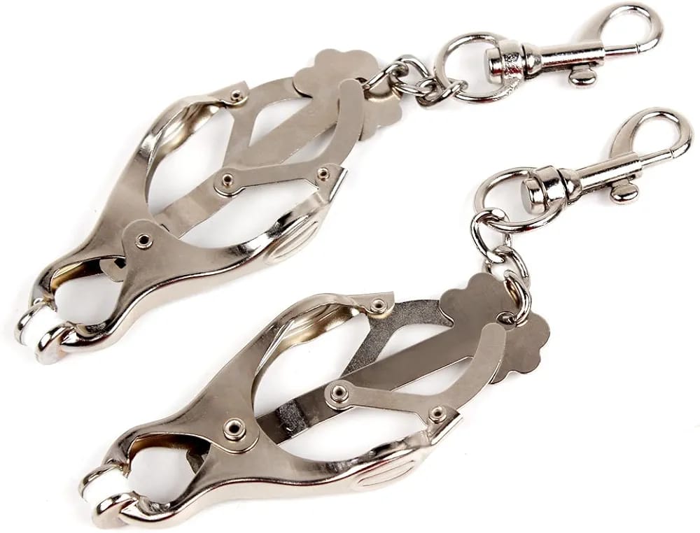 BDSM Steel Nipple Clamps with Heavy Balls