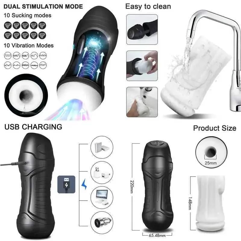 Male Rechargeable Vibrating Masturbator