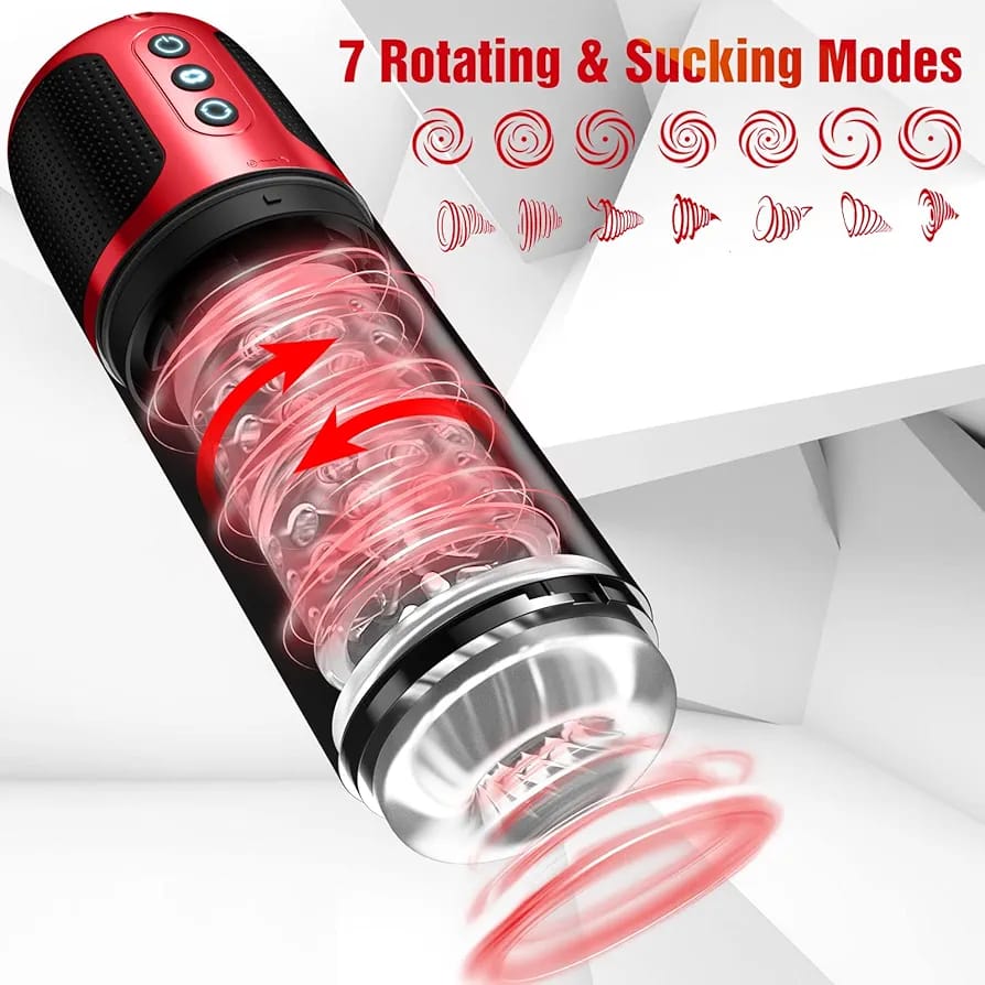 AquaPulse Rechargeable Sucking & Rotating Male Masturbator Cup - Waterproof
