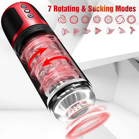 AquaPulse Rechargeable Sucking & Rotating Male Masturbator Cup - Waterproof