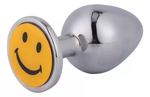 Steel 40mm Butt Plug with Emoji on Handle