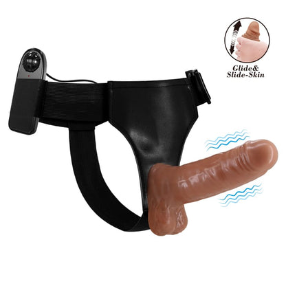 Baile Ultra Passionate Harness - Glide & Slide Skin Penis 6.2" Strap On Vibrator