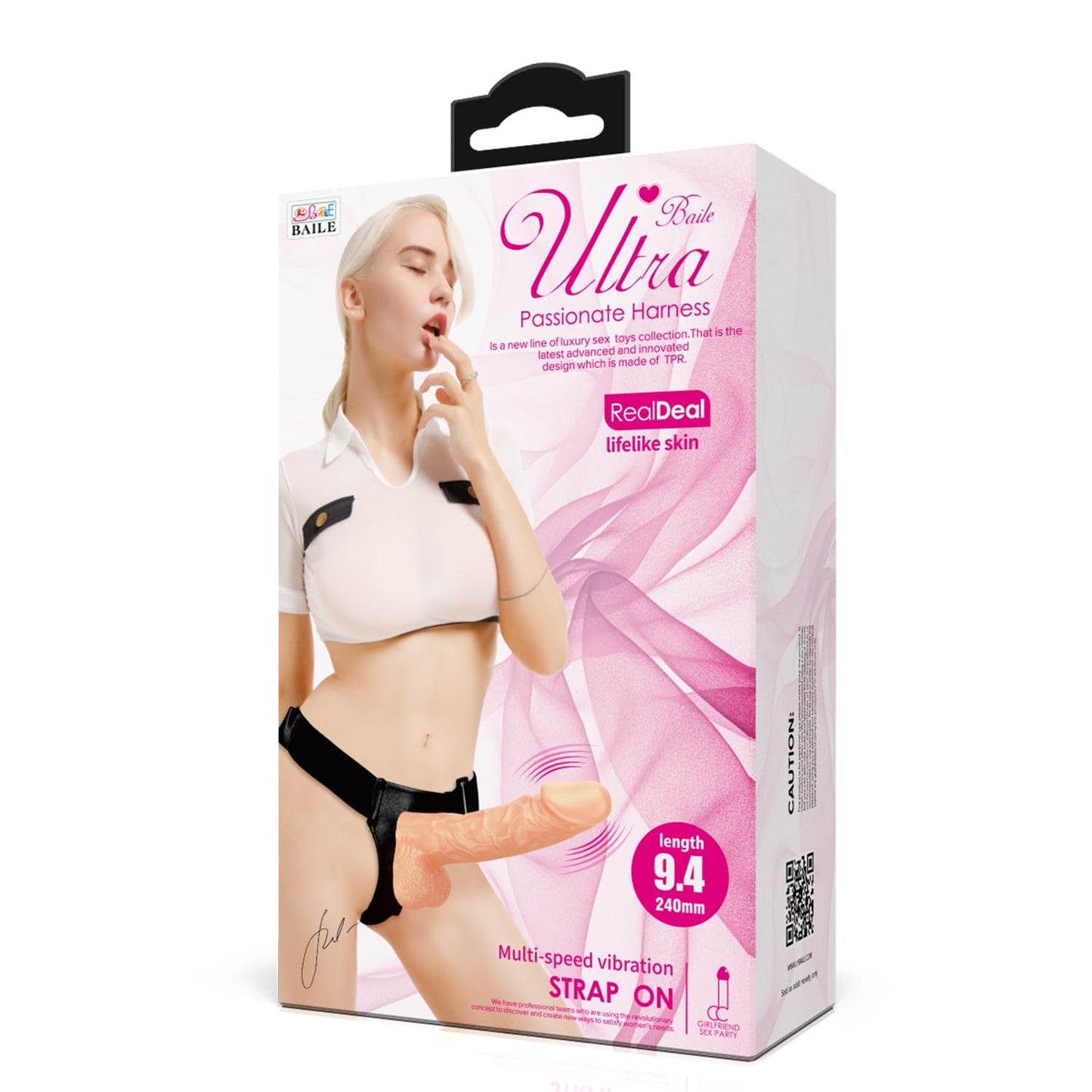 Baile Ultra Passionate Harness - Lifelike Skin Penis 9.4" Strap On Multi Speed Vibrator