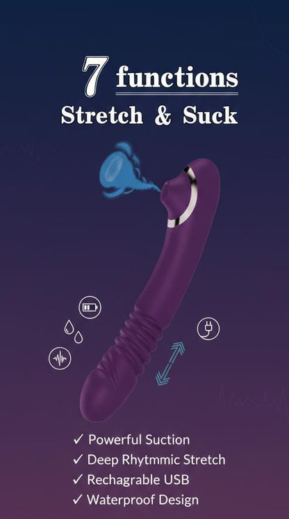 Thrusting & Sucking 7 Function Rechargeable Vibrator